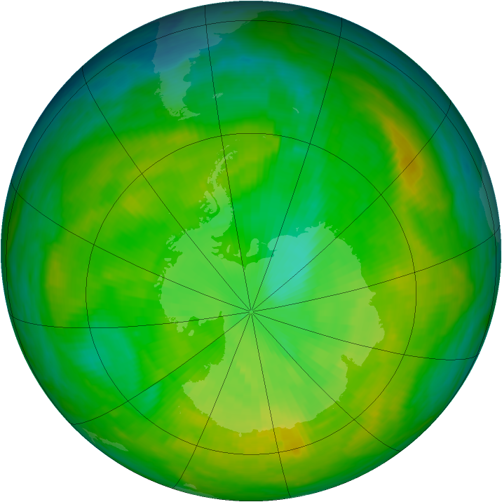 Antarctic ozone map for 03 December 1982